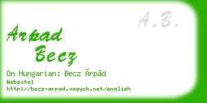 arpad becz business card